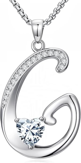 Christmas Gifts for Women Alphabet A to Z Initial Birthstone Pendant Necklaces for Women - 18k White Gold Plated Personalized Name Jewelry Valentine Mothers Day Birthday Gifts for Women Her Girlfriend