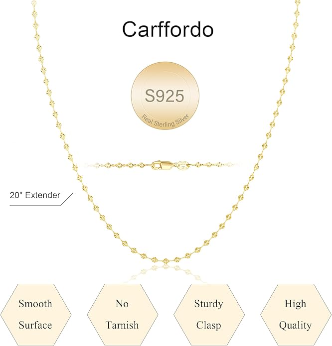 925 Sterling Silver Chain Necklace Link Chain Necklace for Women Simple Dainty 16K Gold Plated Necklace for Women Minimalist Waterproof Silver Necklace Trendy Jewelry Gifts