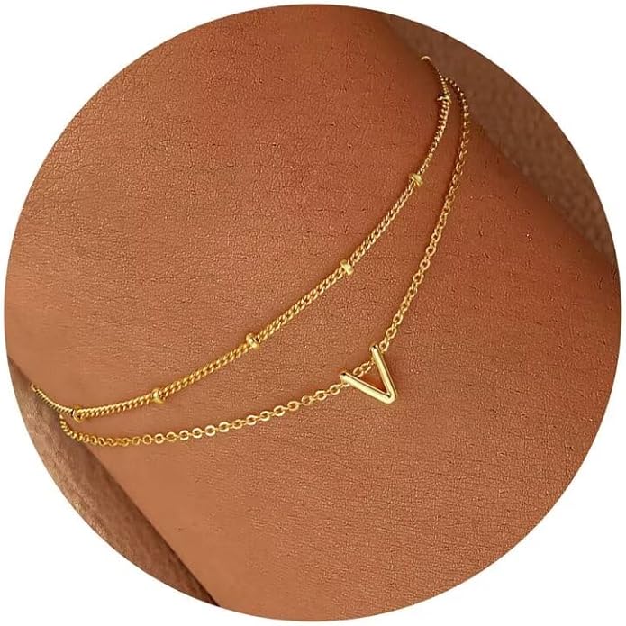 Turandoss Gold Initial Bracelets for Women, Dainty 18K Real Gold Plated Layered Letter A-Z Initial Bracelets Personalized 26 Alphabet Monogram Gold Bracelets for Women Jewelry Gifts Trendy