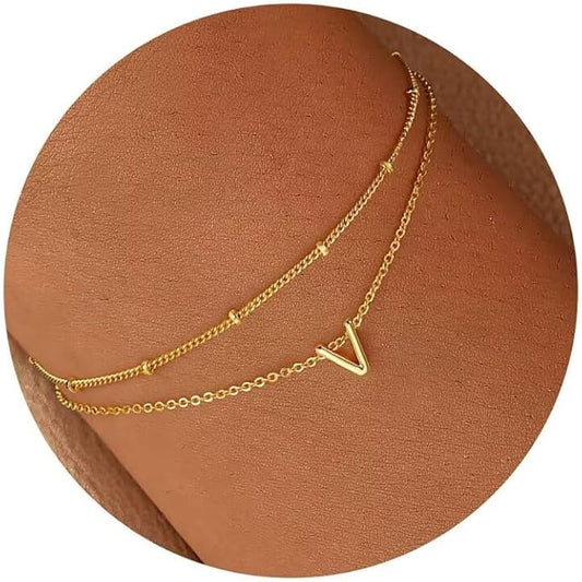 Turandoss Gold Initial Bracelets for Women, Dainty 18K Real Gold Plated Layered Letter A-Z Initial Bracelets Personalized 26 Alphabet Monogram Gold Bracelets for Women Jewelry Gifts Trendy