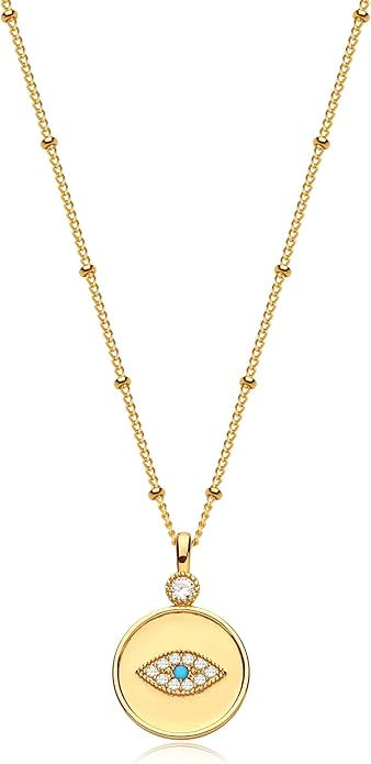 BENEIGE Gold Necklace for Women 14K Gold Plated Evil Eye Necklace Trendy Gold Pendant Necklace Jewelry For Women