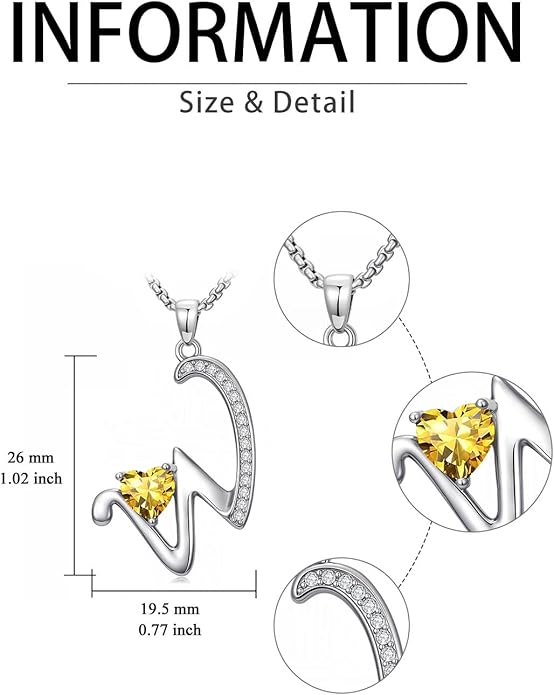 Christmas Gifts for Women Alphabet A to Z Initial Birthstone Pendant Necklaces for Women - 18k White Gold Plated Personalized Name Jewelry Valentine Mothers Day Birthday Gifts for Women Her Girlfriend