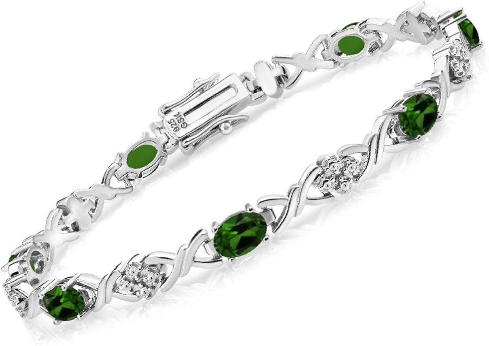 Gem Stone King 2-4 Cttw Infinity Link Gemstone Birthstone Tennis Bracelet for Women | 925 Sterling Silver | Oval 6X4MM | 7 Inch with Secure Clasp | Fine Jewelry for Her Mom Wife Anniversary