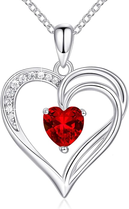 925 Sterling Silver Heart Necklace for Women Birthstone Necklace Silver Jewelry for Womens Jewelry Gifts for Women Her Mom