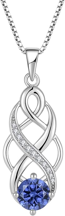Infinity Celtic Knot Necklace 925 Sterling Silver Irish Pendant Birthstone Jewelry for Women
