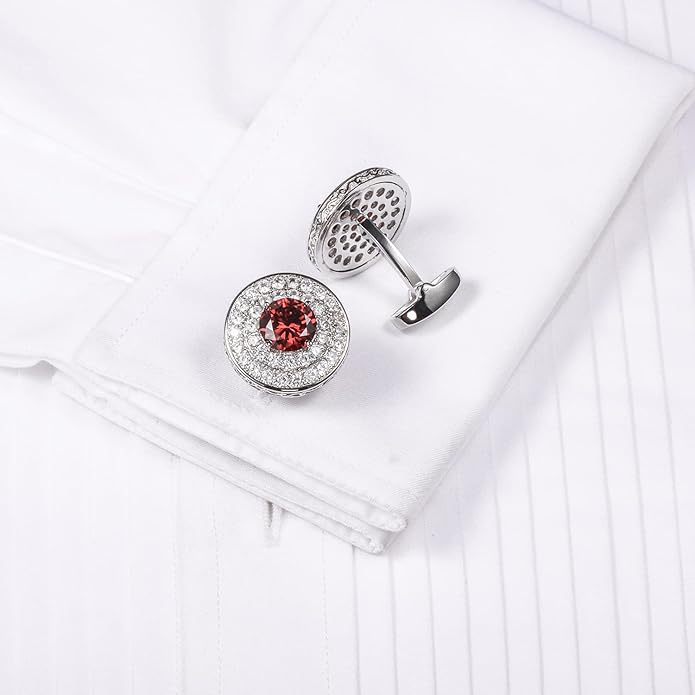 HAWSON Cufflinks for Men, Gold Diamond Crystal Cufflinks for Groom Husband Personalized Gifts, Mens Formal Wedding Business Cufflinks, Luxurious Gorgeous Cuff Links French Shirt Accessories
