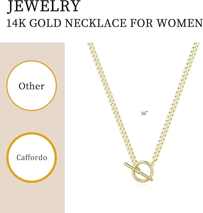 Gold Plated Necklaces for Women - Dainty Layered 14K Gold Plated Stack Paperclip Rope Cuban Toggle Link Chain Choker Necklace Set Chunky Trendy Jewelry Gift