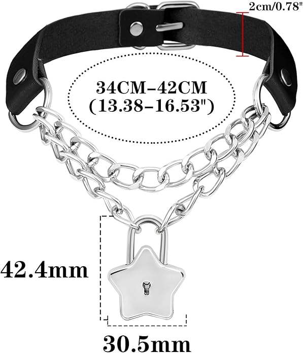 MILAKOO PU Leather Punk Choker Necklaces Circle/Heart Charm Adjustable Collar Necklace for Women