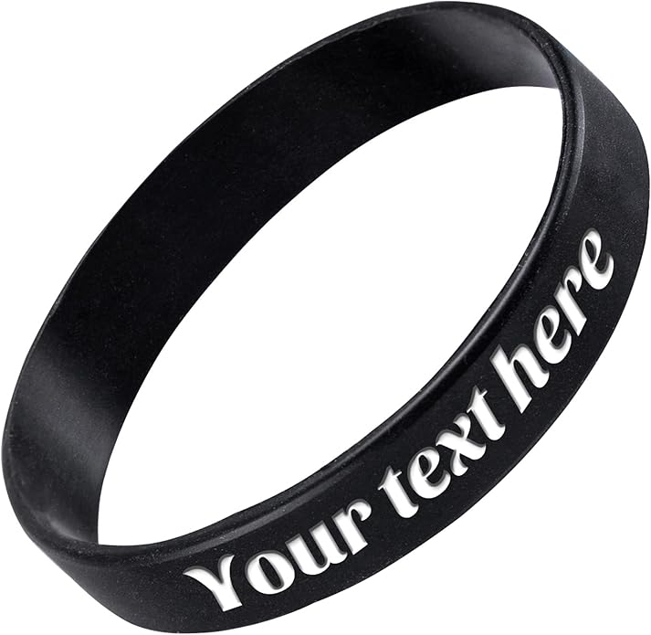 Custom Rubber Bracelet 1/10/30/50/100 ct Personalized Silicone Wristbands Customizable Debossed for Motivation, Events, Gifts, Promotions, Party, Awareness