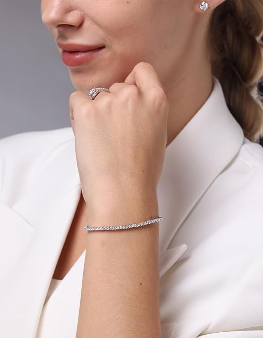 KRKC&CO Lab-Grown Moissanite Tennis Bracelet Women, Luxury Anniversary Wedding Bridal Gift for Wife, 2.2-13.8 ct.tw, D Color VVS1, 925 Sterling Silver 14K Golden Plated, Hypoallergenic, Everyday Jewelry