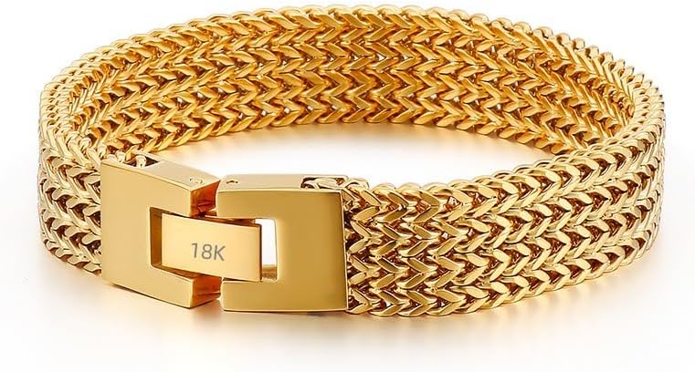 18K gold solid mesh bracelet, men's fashionable tennis bracelet, high-end accessories, men's gifts, Christmas gifts