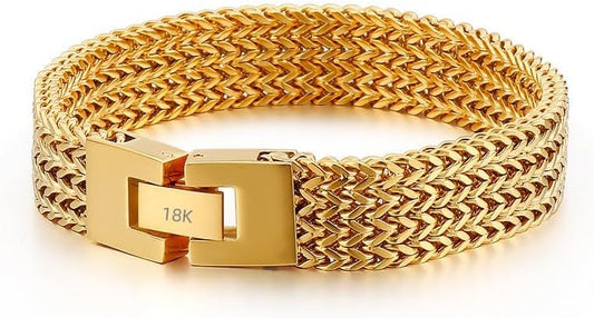 18K gold solid mesh bracelet, men's fashionable tennis bracelet, high-end accessories, men's gifts, Christmas gifts