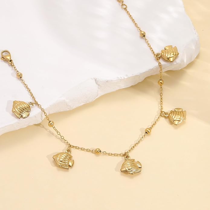 Lit Wall Gold Anklets for Women 18K Gold Plated Adjustable Summer Simple Foot Jewelry Ankle Bracelet for Women