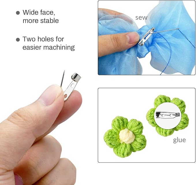 100 Pcs Bar Pins - Silver Brooch Clasp Pins for Badges, DIY Craft, Sewing, Baby Shower, Wedding Name Tags (20mm)