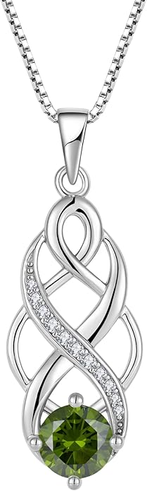 Infinity Celtic Knot Necklace 925 Sterling Silver Irish Pendant Birthstone Jewelry for Women