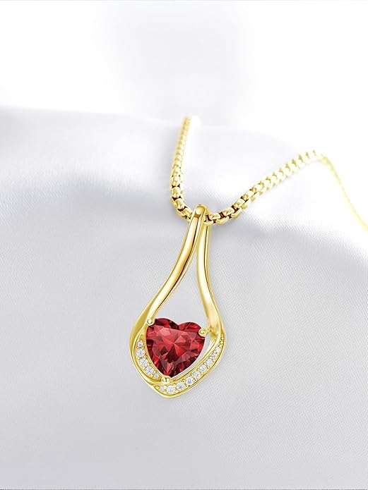 Birthstone Necklaces for Women,18k Yellow/White Gold Plated Forever Love Heart Infinity Pendant Necklace Anniversary Jewelry Christmas Birthday Gifts for Women Her Wife Girlfriend