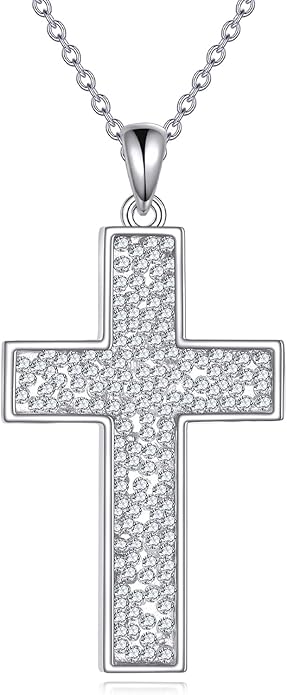 YFN Cross Necklace Sterling Silver Religious Cross Pendant Jewelry Christian Gifts for Women Men
