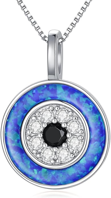 PEIMKO Evil Eye Necklace for Women 925 Sterling Silver Greek Protection Evil Eye Necklaces Jewelry Amulet Gift for Women