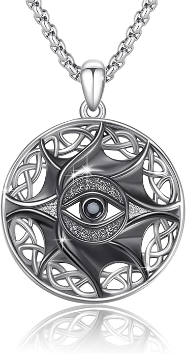 Evil Eye Necklace for Women 925 Sterling Silver, Protection Necklace with Blue Evil Eye Charm, Evil Eye/Lotus Pendant Jewelry, Birthday Christmas Gifts for Her