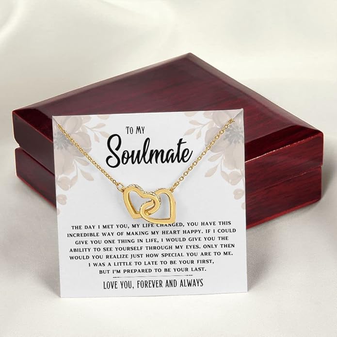 To My Soulmate Necklace For Women, Soul Mate Jewelry for Women, Future Wife Gifts, To My Wife Necklace from Husband, Gifts for Girlfriend, Pendant With Message Card