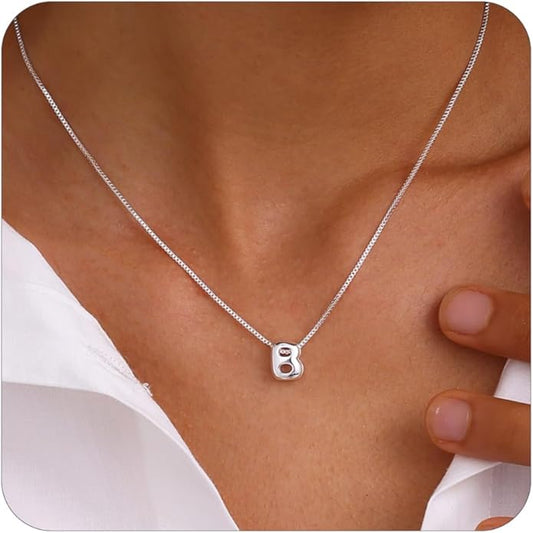 Bubble Gold Letter Necklace for Women, 14k Gold Plated Balloon Initial Necklace, Dainty Gold Necklace for Women, Personalized Bubble Pendant Name Necklace, Fashion Accessories Trendy Jewelry