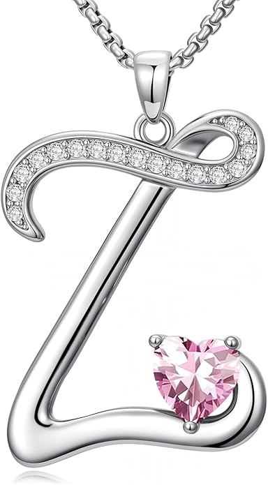 Christmas Gifts for Women Alphabet A to Z Initial Birthstone Pendant Necklaces for Women - 18k White Gold Plated Personalized Name Jewelry Valentine Mothers Day Birthday Gifts for Women Her Girlfriend