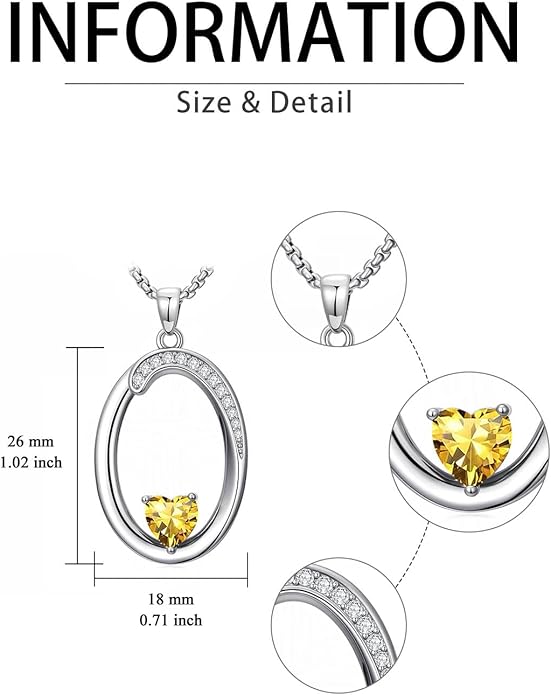 Christmas Gifts for Women Alphabet A to Z Initial Birthstone Pendant Necklaces for Women - 18k White Gold Plated Personalized Name Jewelry Valentine Mothers Day Birthday Gifts for Women Her Girlfriend