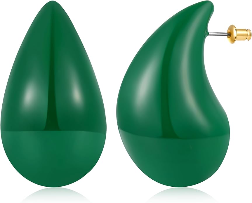 Gacimy Teardrop Earrings Dupes for Women 14K Gold Plated, Chunky Drop Earrings for Women with 925 Sterling Silver Post