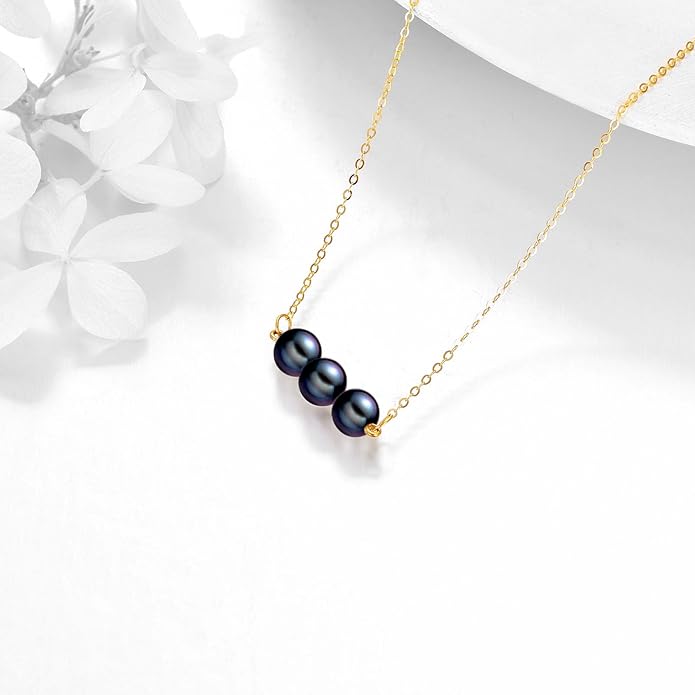 KECHO 14K Real Gold Freshwater Cultured Pearl Pendant Necklace 14K Solid Gold Jewelry Anniversary Birthday Gifts for Women