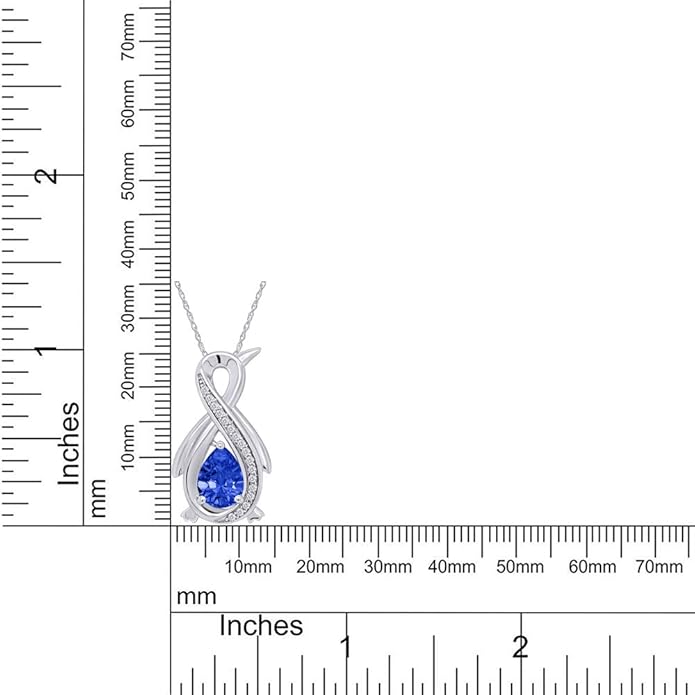 Infinity Penguin Pendant Necklace for Women, 14K Gold Over Sterling Silver with Pear & Round Cut Simulated Birthstone & White Diamond Accents, Dainty Animal Jewelry Gift with 18" Chain