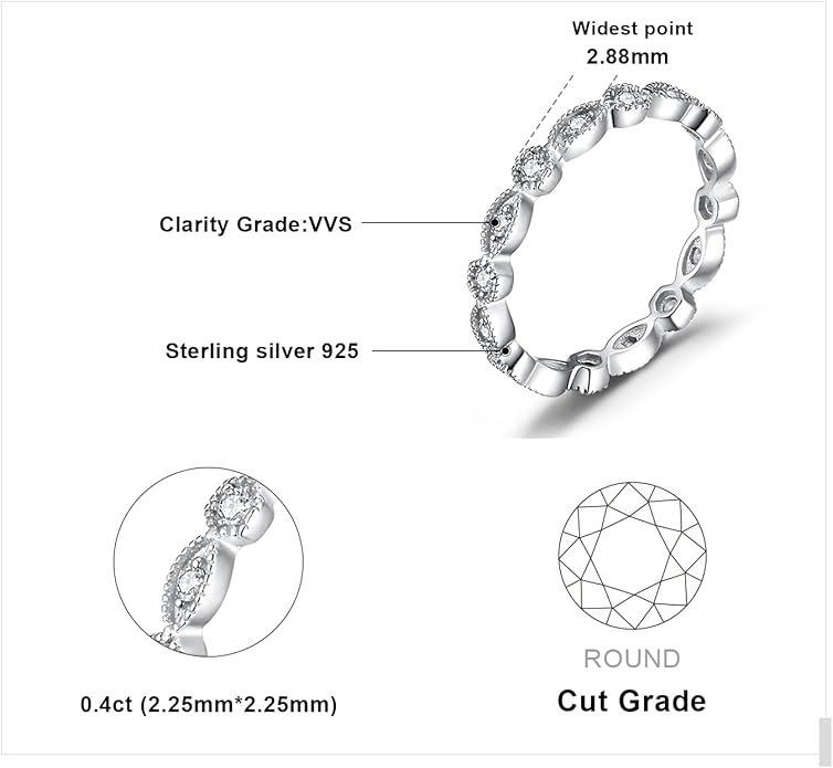 JewelryPalace 14K Gold Plated 925 Sterling Silver Rings for Women, Cubic Zirconia Promise Rings for Her, Stackable Wedding Bands Rings for Women Set Size 4-12