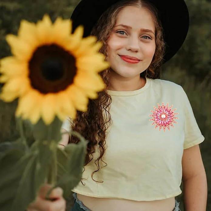 Rhinestone Sunflower Brooch Pin Red Pink Flower Brooch Stylish Crystal Brooch Elegant Clothing Hat Bag Accessories Jewerly for Women