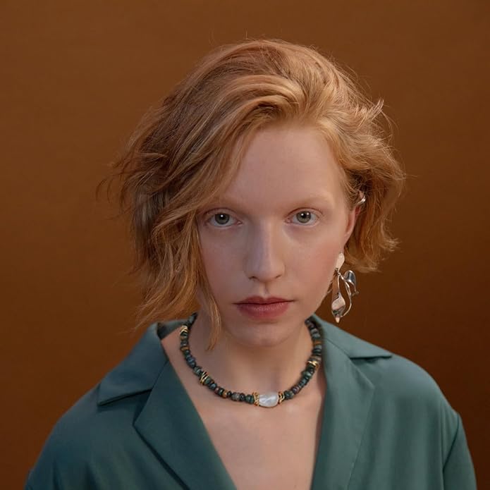 Chunky Statement Stone Beaded Necklace, Big Baroque Pearl Gold Choker, Trendy Boho Colorful Stone Jewelry