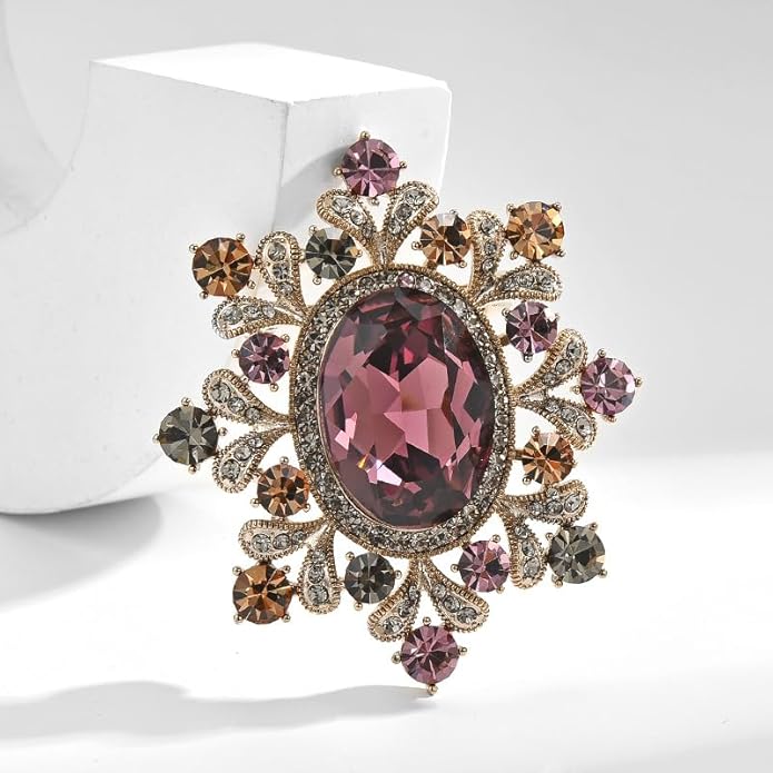 Flower Brooch Pin - Rhinestone Flower Pin 18k Gold Plated - Thanksgiving Day, Birthday, Wedding Gifts for Mom, Wife