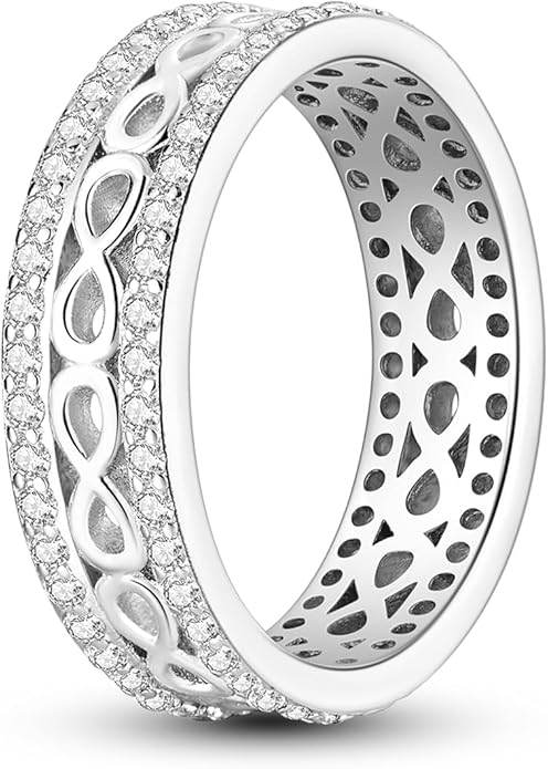 NARMO 925 Sterling Silver Rings for Women Evil Eyes Rings Entwined Line Cubic Zirconia Rings Simple Stackable Finger Rings Engagement Ring Personality Rings Size 6-9