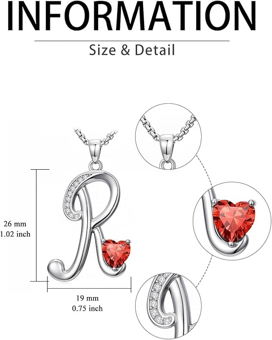 Christmas Gifts for Women Alphabet A to Z Initial Birthstone Pendant Necklaces for Women - 18k White Gold Plated Personalized Name Jewelry Valentine Mothers Day Birthday Gifts for Women Her Girlfriend