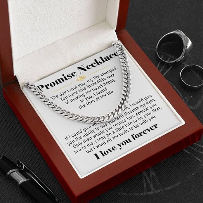 VIRAGIL To My Man Necklace Chain for Men, Silver Stainless Steel Chain Jewelry, Romantic Gift from Partner for Birthday Valentine or Everyday Wear with Meaning
