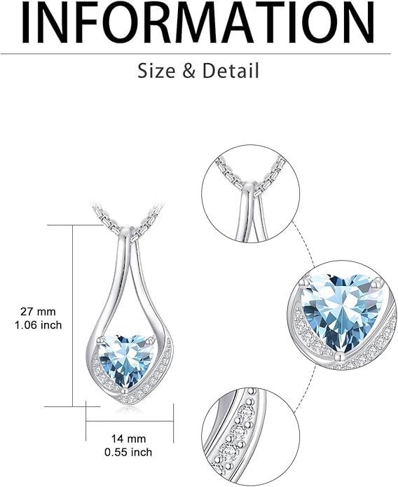 Birthstone Necklaces for Women,18k Yellow/White Gold Plated Forever Love Heart Infinity Pendant Necklace Anniversary Jewelry Christmas Birthday Gifts for Women Her Wife Girlfriend