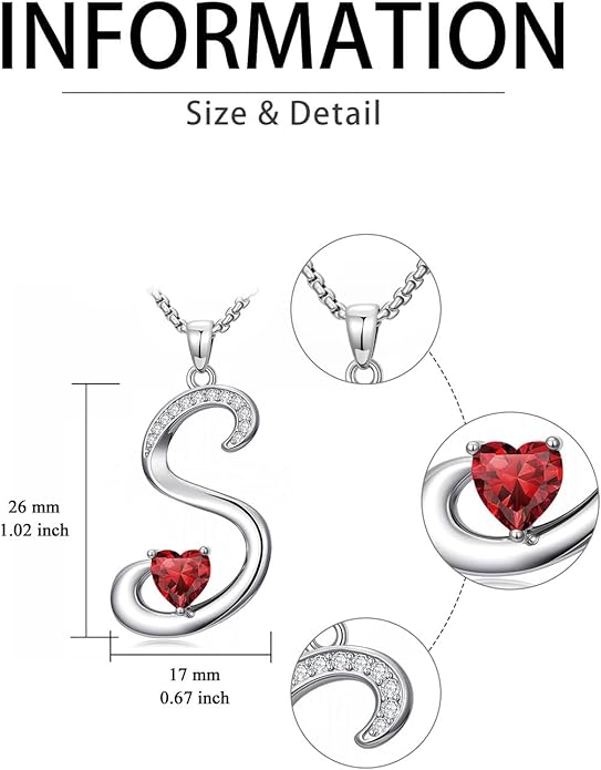 Christmas Gifts for Women Alphabet A to Z Initial Birthstone Pendant Necklaces for Women - 18k White Gold Plated Personalized Name Jewelry Valentine Mothers Day Birthday Gifts for Women Her Girlfriend