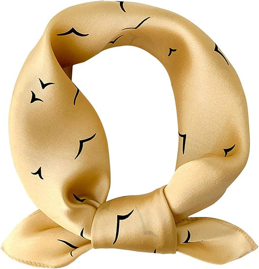 kcctoo 27.5" Mulberry Silk Feeling Head Scarf Women's Fashion Square Neck Satin Scarfs for Bag Hair Scarves Gift