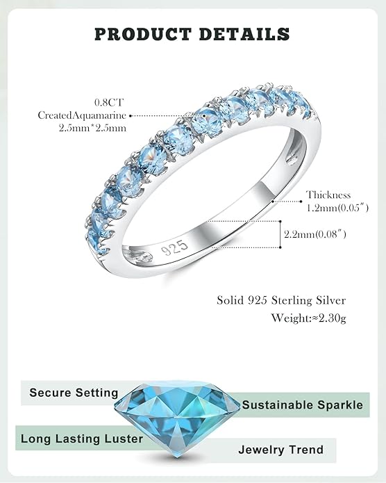 CAIDIKA Created Ruby/Sapphire/Emerald Stackable Rings for Women 14K Gold Plated/ 925 Sterling Silver 2.2mm Wedding Band Ring (with Gift Box)