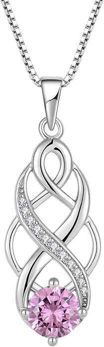 Infinity Celtic Knot Necklace 925 Sterling Silver Irish Pendant Birthstone Jewelry for Women