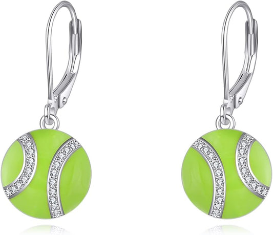 Pickleball/Tennis/Soccer/Volleyball/Golf/Hockey/Basketball Earrings for Women 925 Sterling Sliver Sports Ball Earrings Pickle Ball Dangle Earrings Pickleball Jewelry Gifts for Women Lover