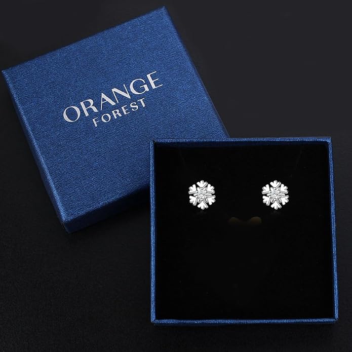 Small Snowflake Earrings Small Snowflake Necklace 925 Sterling Silver Hypoallergenic CZ Winter Party Chrismas Jewelry Gifts for Women