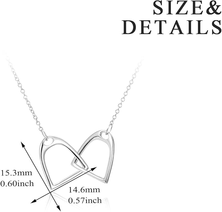 YFN Sterling Silver Double Horse Strirrup Lariat Necklace Gift For Women