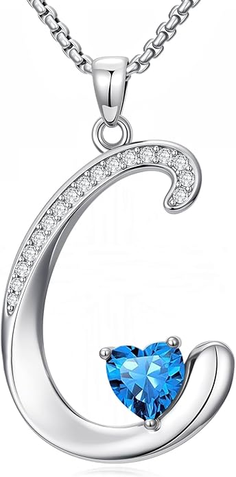 Christmas Gifts for Women Alphabet A to Z Initial Birthstone Pendant Necklaces for Women - 18k White Gold Plated Personalized Name Jewelry Valentine Mothers Day Birthday Gifts for Women Her Girlfriend