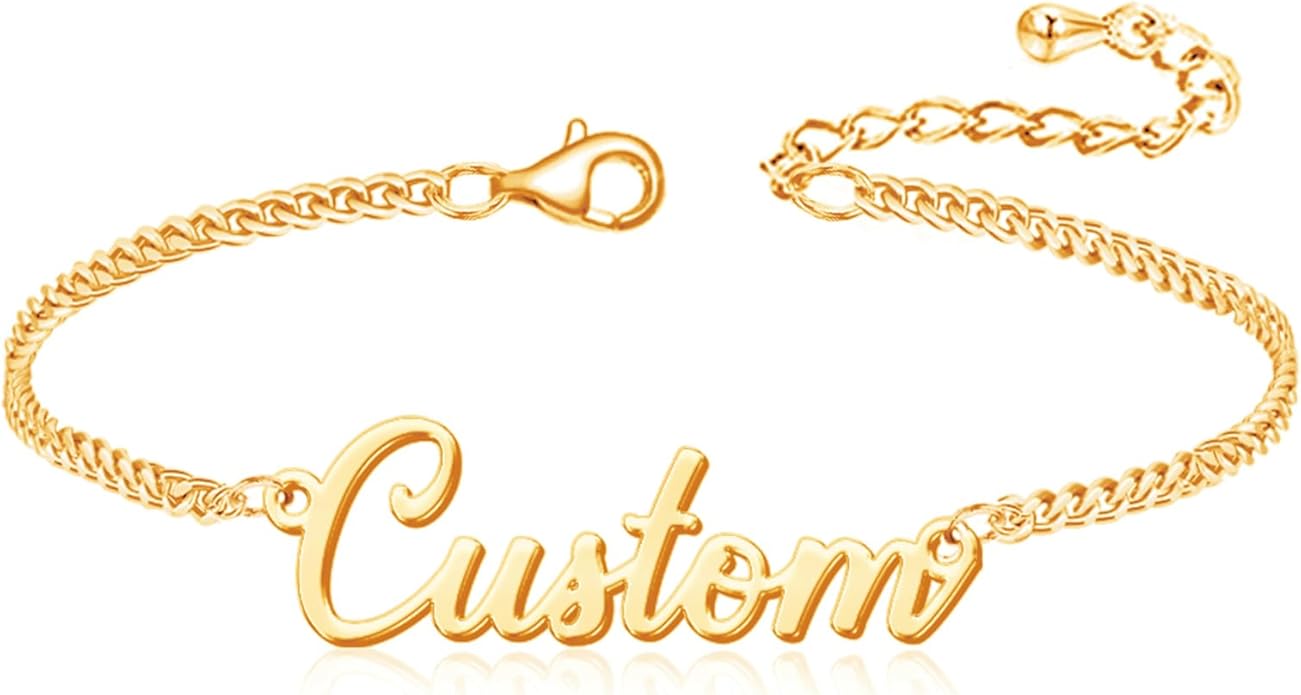 Yofair Ankle Bracelets for Women 18K Gold Plated Custom Gold Name Anklet Personalized Dainty Anklet Bracelet Summer Beach Jewelry for Women