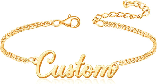 Yofair Ankle Bracelets for Women 18K Gold Plated Custom Gold Name Anklet Personalized Dainty Anklet Bracelet Summer Beach Jewelry for Women