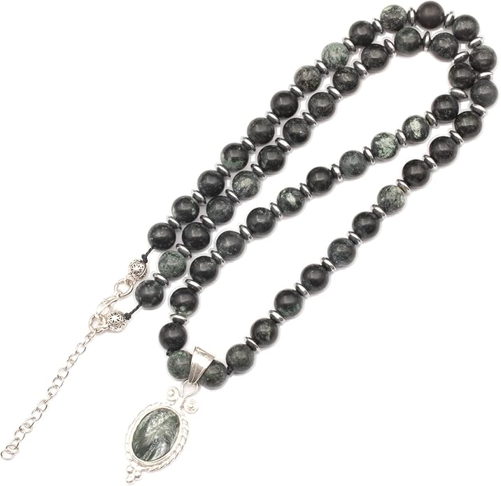 Natural Carnelian Agate Silver Pendant, Genuine Black Onyx Beaded Necklace, Gemstone Strong Necklace, 18x13 Cabachon, Fashion Dainty Jewelry, Healing Crystal Chakra Necklace, Minimalist Necklace