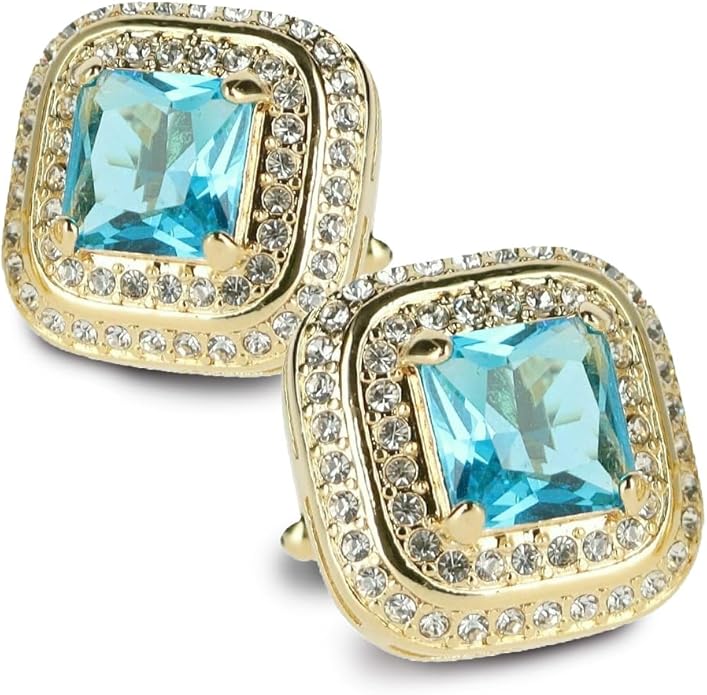 Vittorio Vico Square Colored Crystal Double Diamond Set Cufflinks